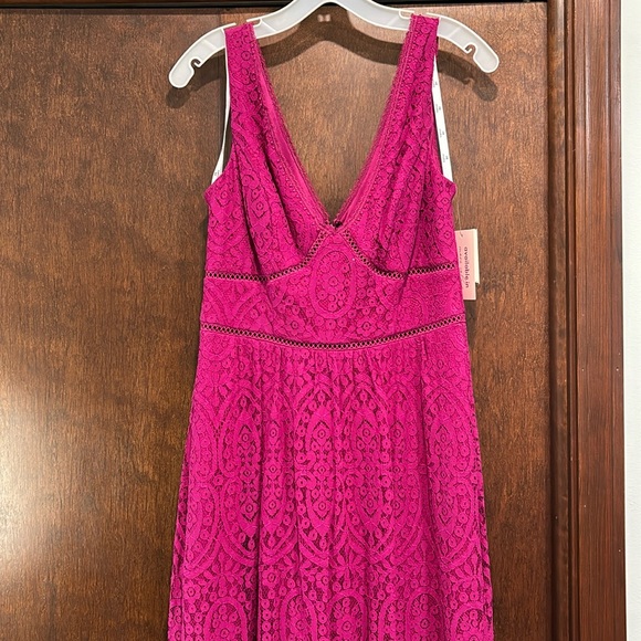 NWT David’s Bridal Studio Berry Lace A Line Midi Dress - Picture 1 of 7